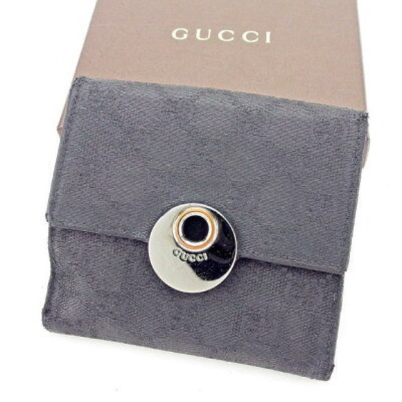 Gucci Bifold Wallet GG Canvas Black Leather - Picture 1 of 6